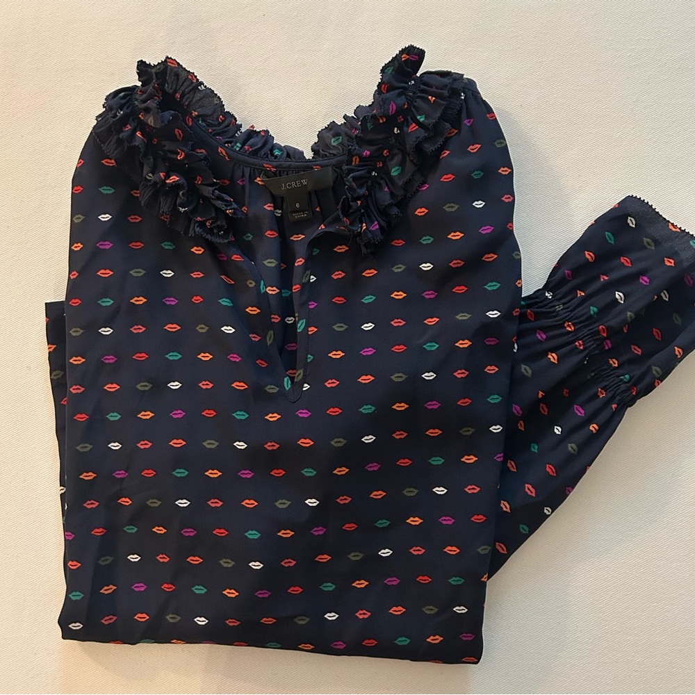J Crew blouse - lips print